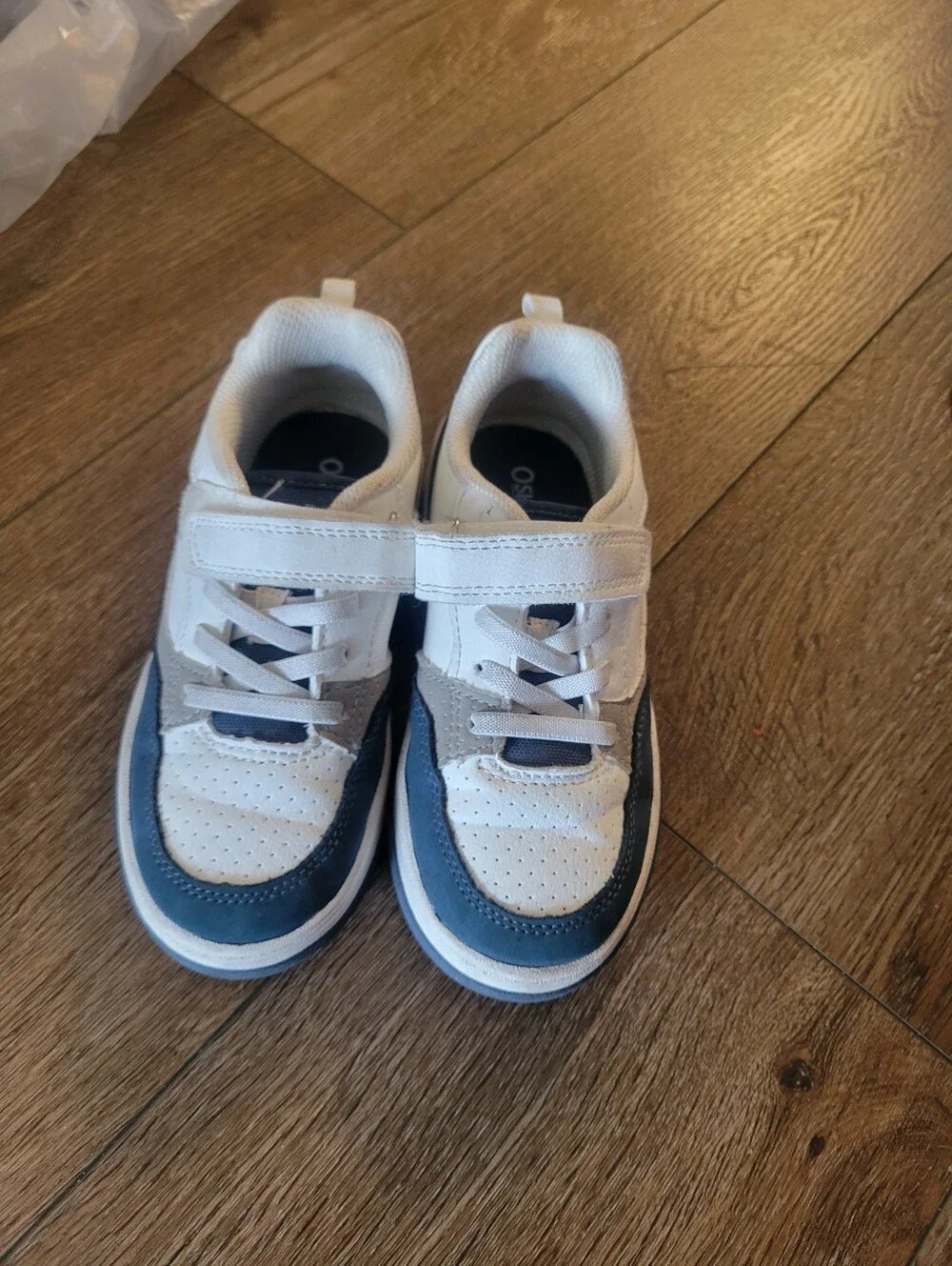OshKosh B'gosh White and Navy Velcro Low-Top Sneakers